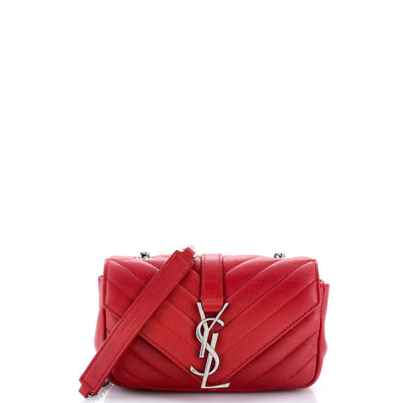 Saint Laurent Baby Classic Monogram Crossbody Bag Matelasse Chevron Leather - Picture 1 of 6